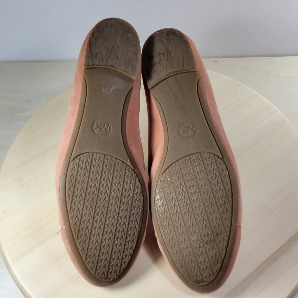 Michael Kors Bow Suede Round Toe Ballet Flats Coral Peachy Women's Size 10 - Picture 7 of 13